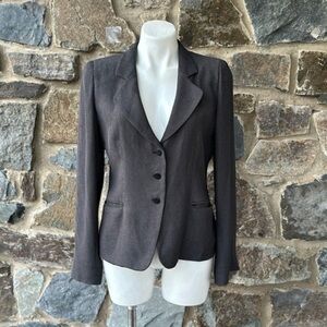 Armani Collezioni Blk Lightweight Tweed-Like Button Front Tailored Blazer Jkt 8